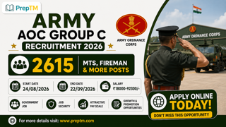 Army AOC Group C Recruitment 2026: Apply for 2615 MTS, Fireman & More